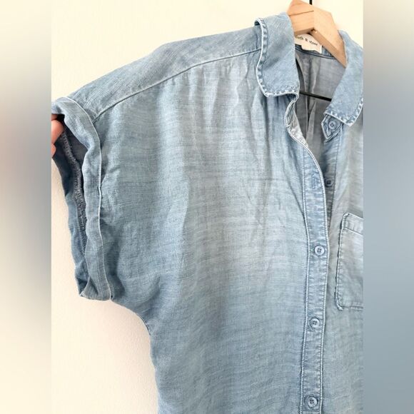 Cloth & Stone Nordstrom Cuffed Chambray Shirt in Worn Blue - Size S - Picture 4 of 7